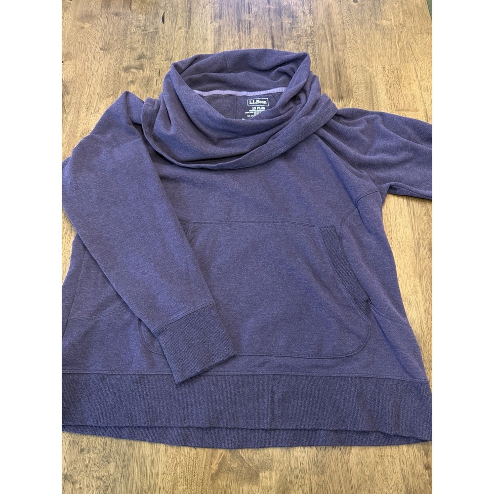 LL Bean Women's 1x Cowl Neck Tunic Sweatshirt Purple Pullover